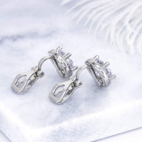 8mm Diamond Clip On Stud Earrings - Picture 4 of 8